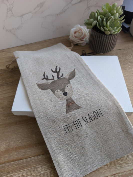 Wine Bag | Holiday Collection | Watercolor design | Linen