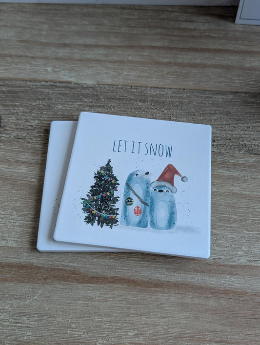 Coaster | Holiday | Ceramic | Square | 2ct. | Watercolor