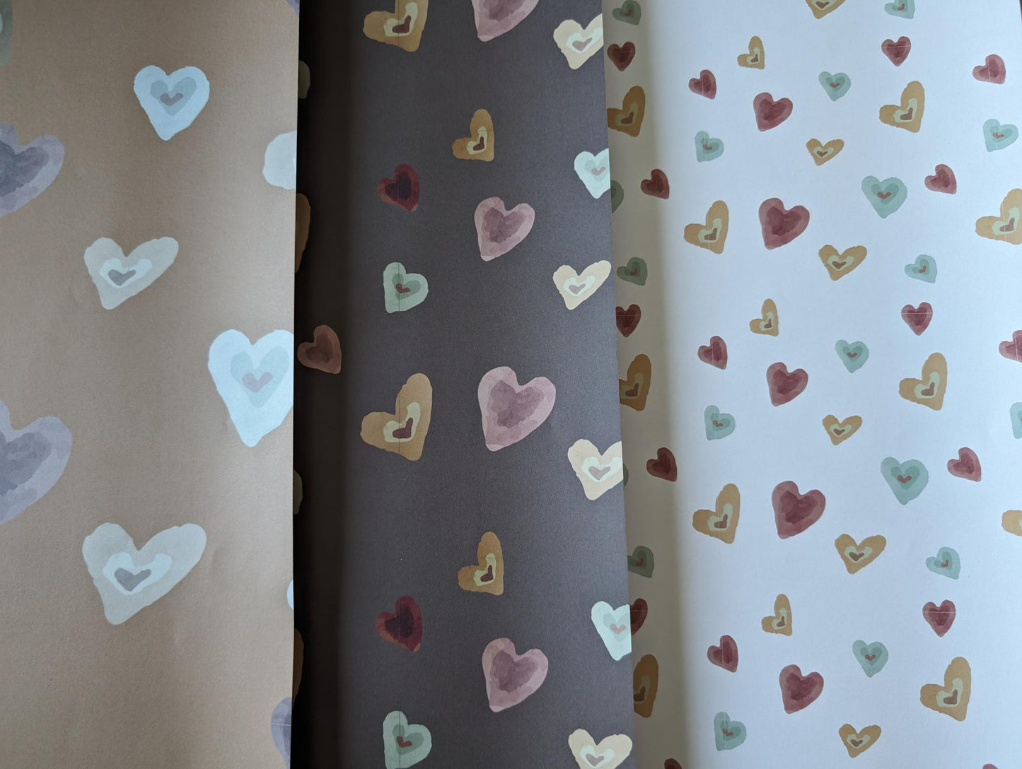 Wrapping Paper Set | Hearts | Brown or Gray