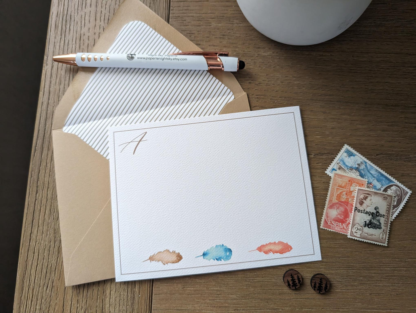 Monogram Notecards w/lined envelope