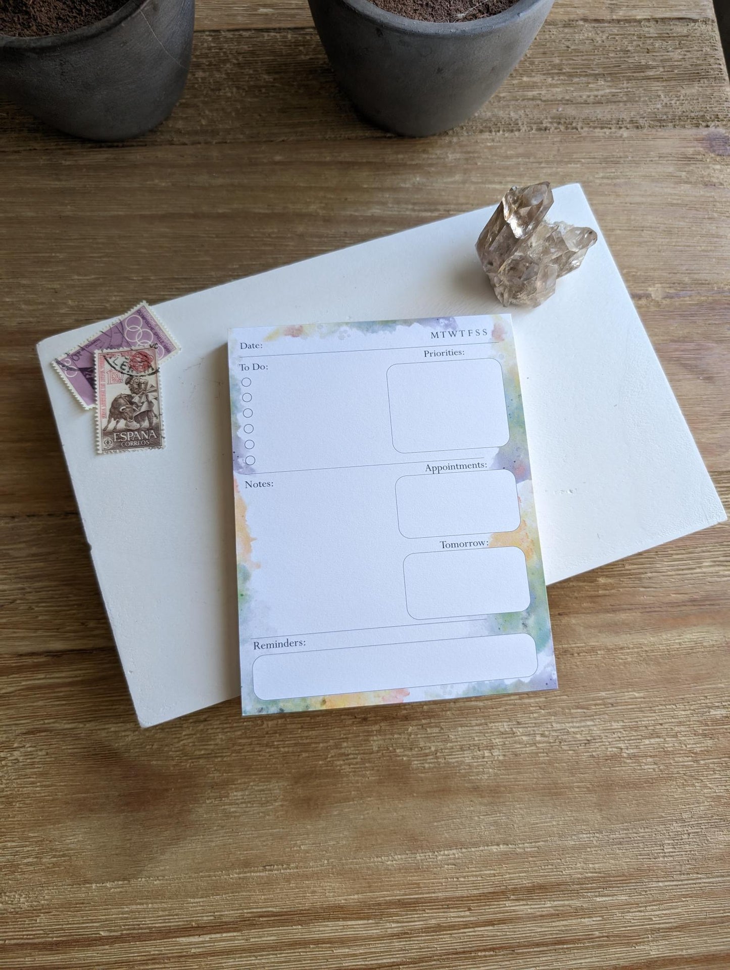 Notepad | Daily Planner | 4.25 x 5.5 | A2 size | Watercolor Stationery | Gift