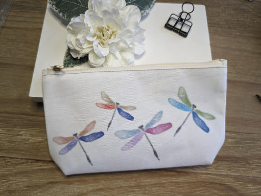 Canvas Pouch | T-Bottom | Zipper | Pencil Case | Hostess Gift | Watercolor Design