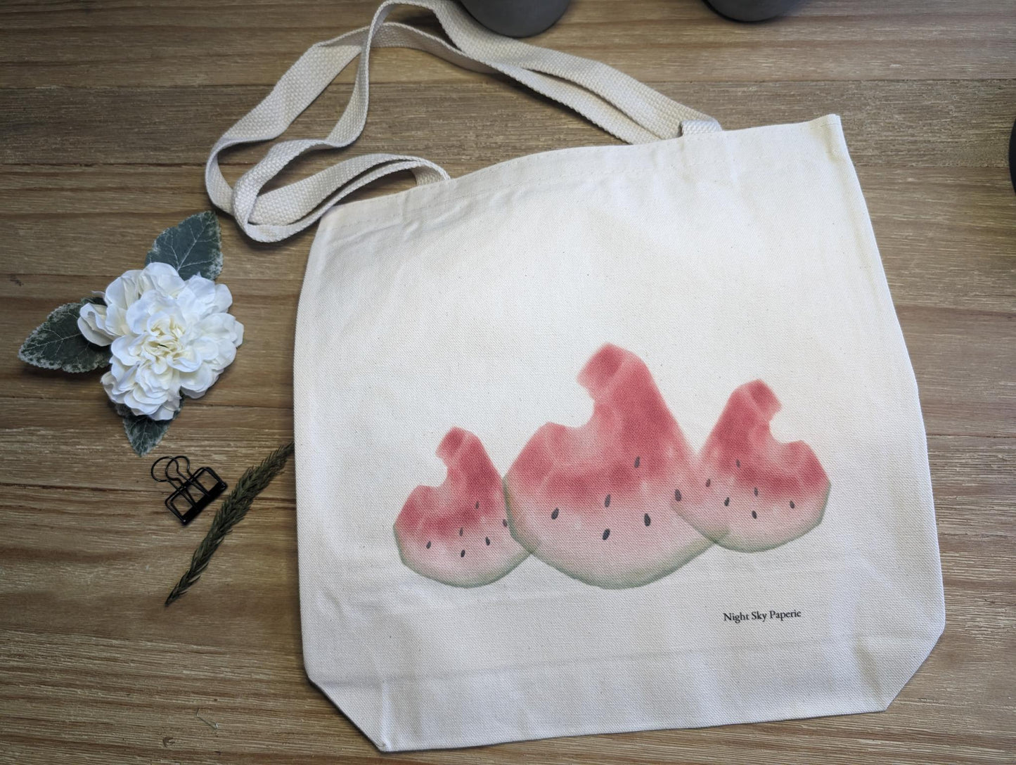 Canvas Tote Bag | Square Cotton | Custom Watercolor Design | 13.5 x 13.5 x 3.5 in | Eco Friendly Reusable Bag