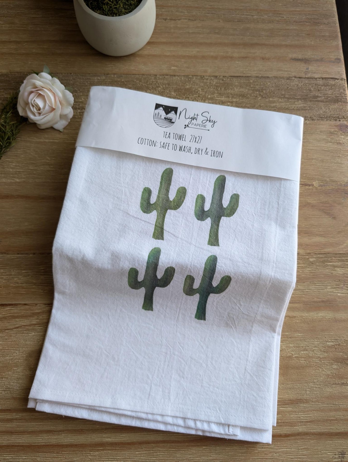 Tea Towel - Cotton - 27x27 - Watercolor Design