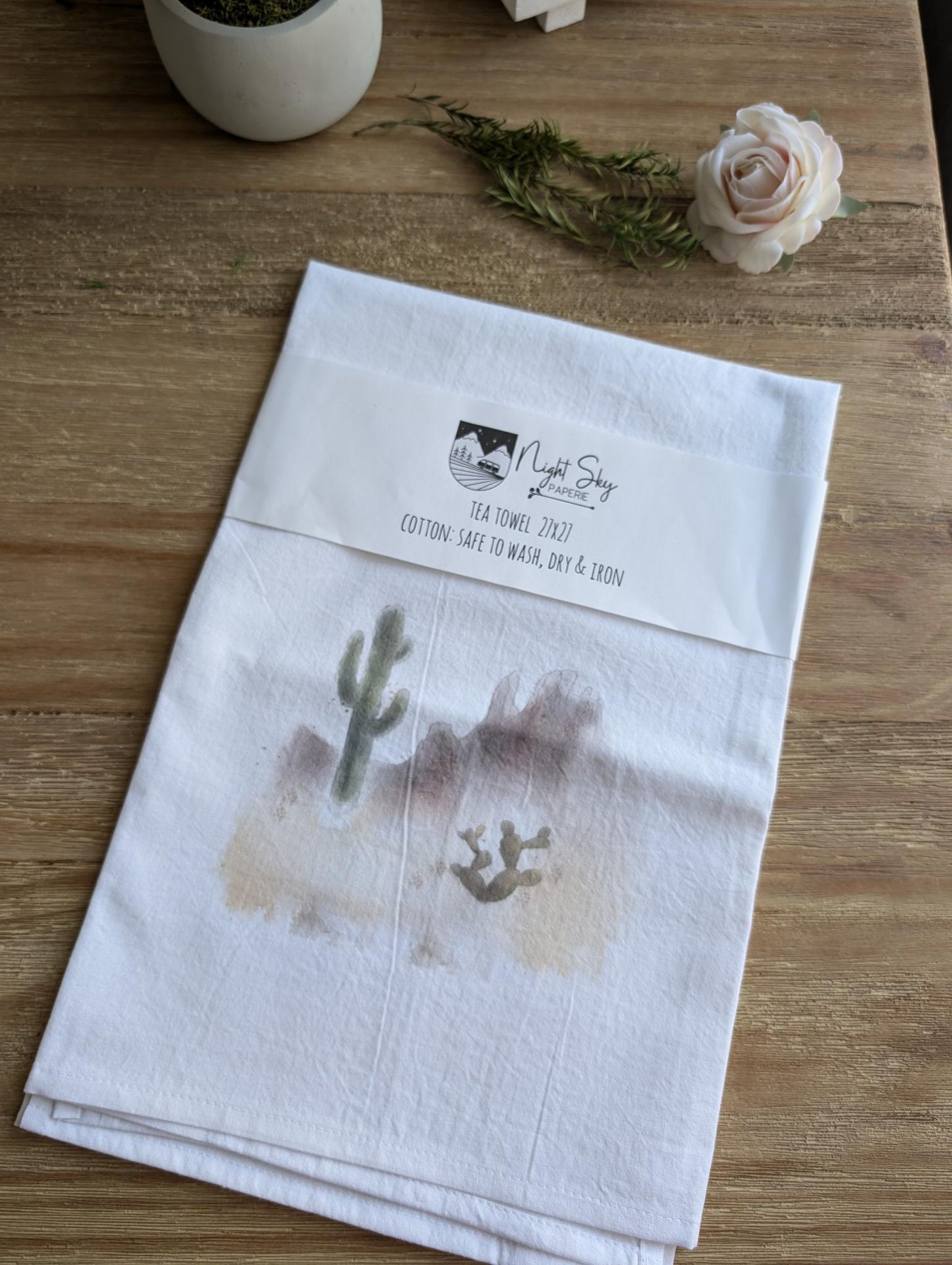 Tea Towel - Cotton - 27x27 - Watercolor Design