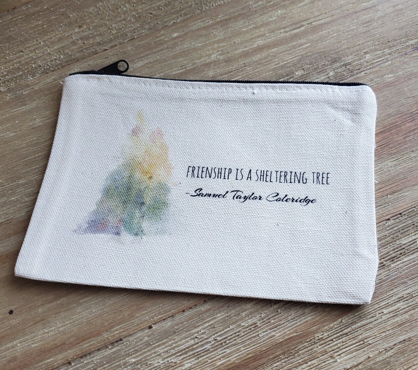 Canvas Zipper Pouch | Holiday Gift | Pencil Case | Hostess Gift | Watercolor Design