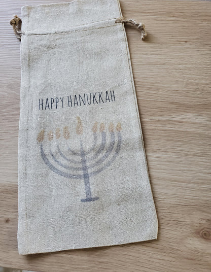 Wine Bag | Holiday Collection | Watercolor design | Linen