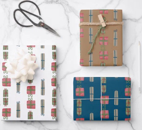 Wrapping Paper Set | Holiday | Watercolor | 3 sheets