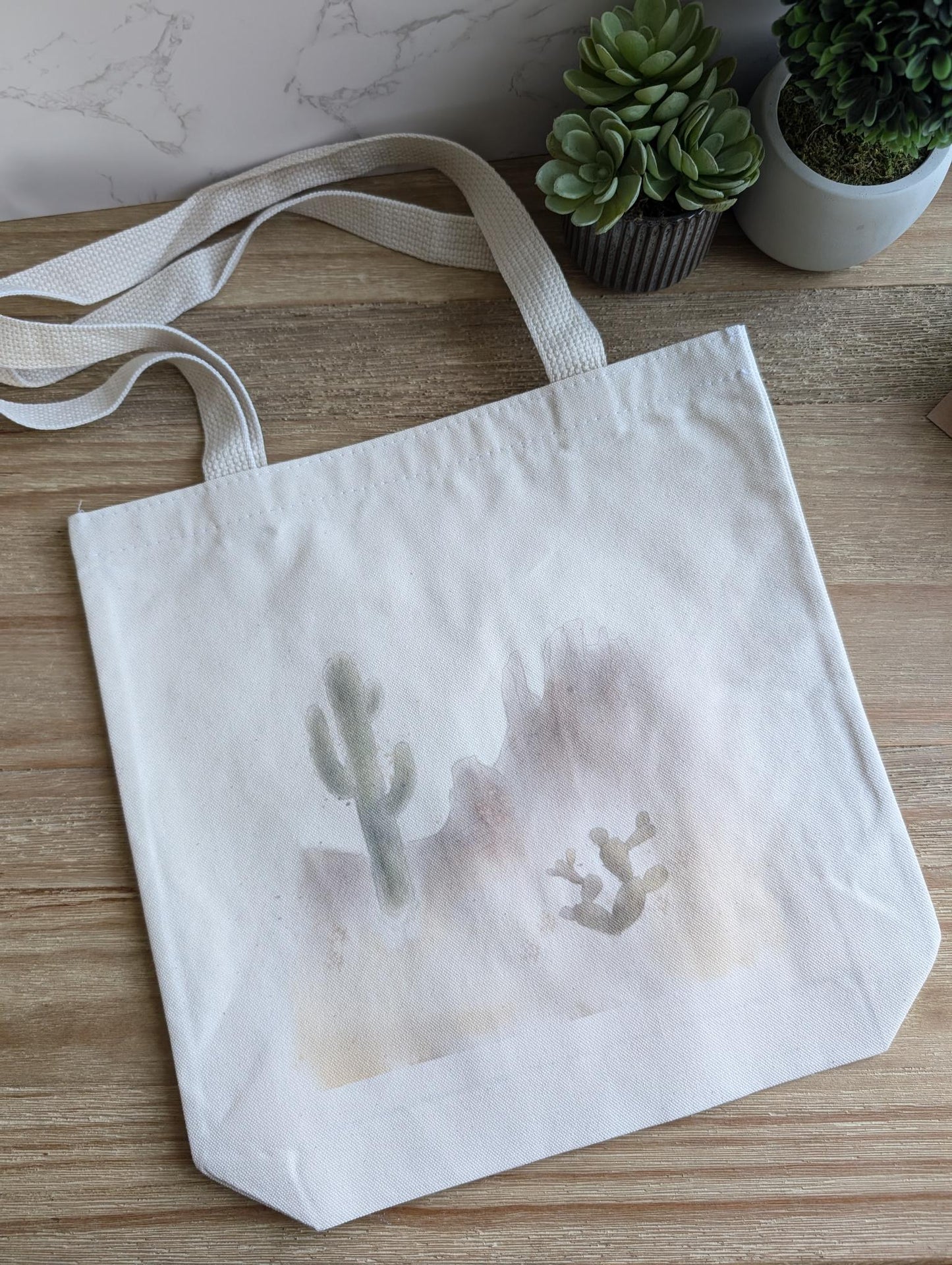 Canvas Tote Bag | Square Cotton | Custom Watercolor Design | 13.5 x 13.5 x 3.5 in | Eco Friendly Reusable Bag