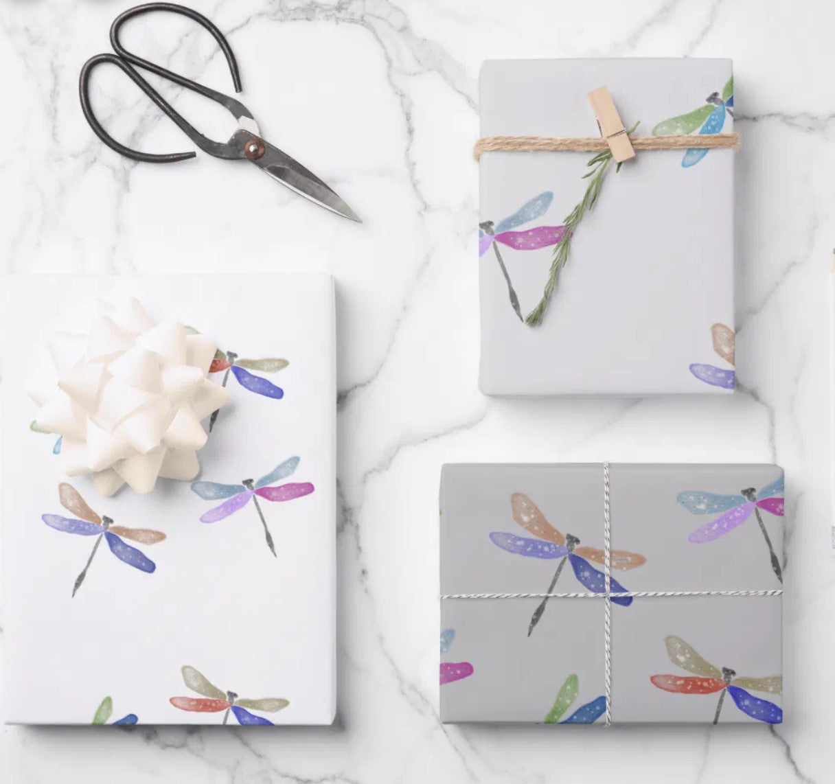 Wrapping Paper Set | Dragonfly | Watercolor 3 sheets