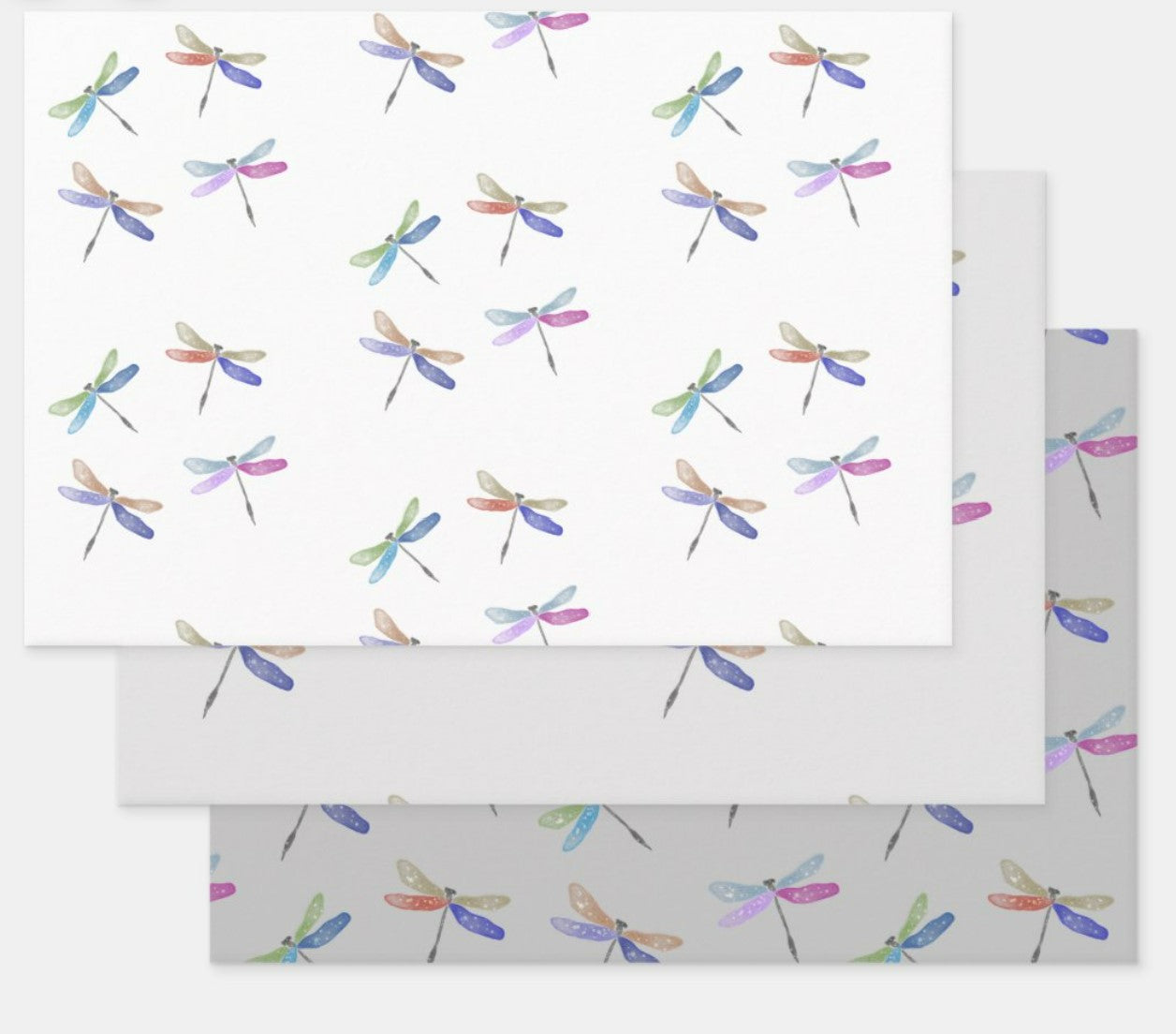 Wrapping Paper Set | Dragonfly | Watercolor 3 sheets