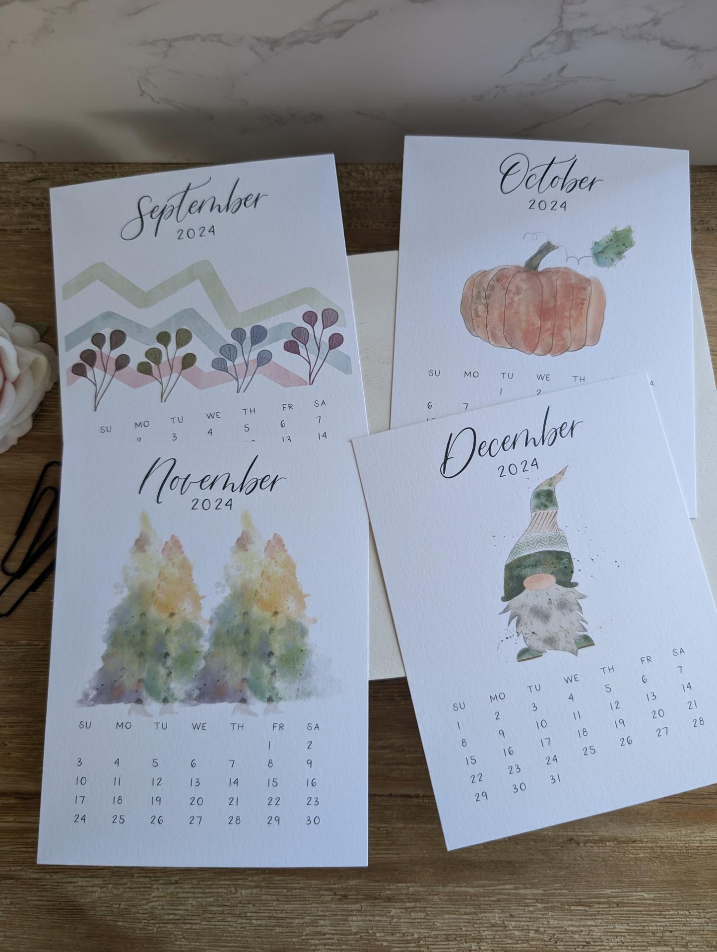 Calendar | Desktop | 2025 | watercolor | Gift