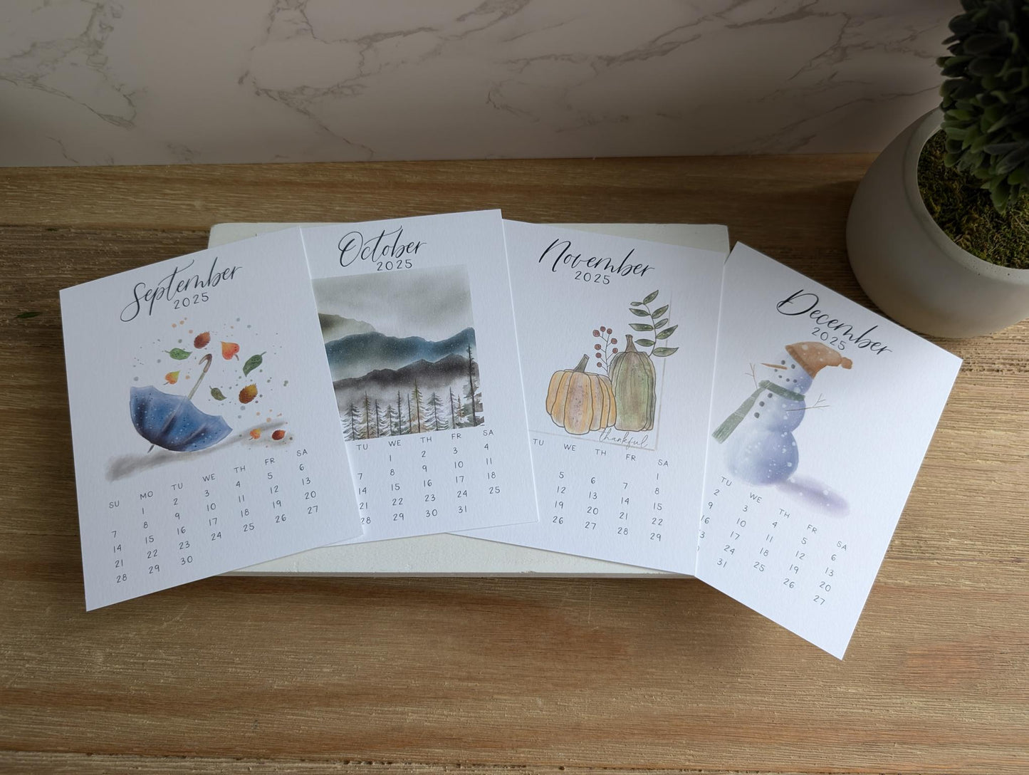 Calendar | Desktop | 2025 | watercolor | Gift