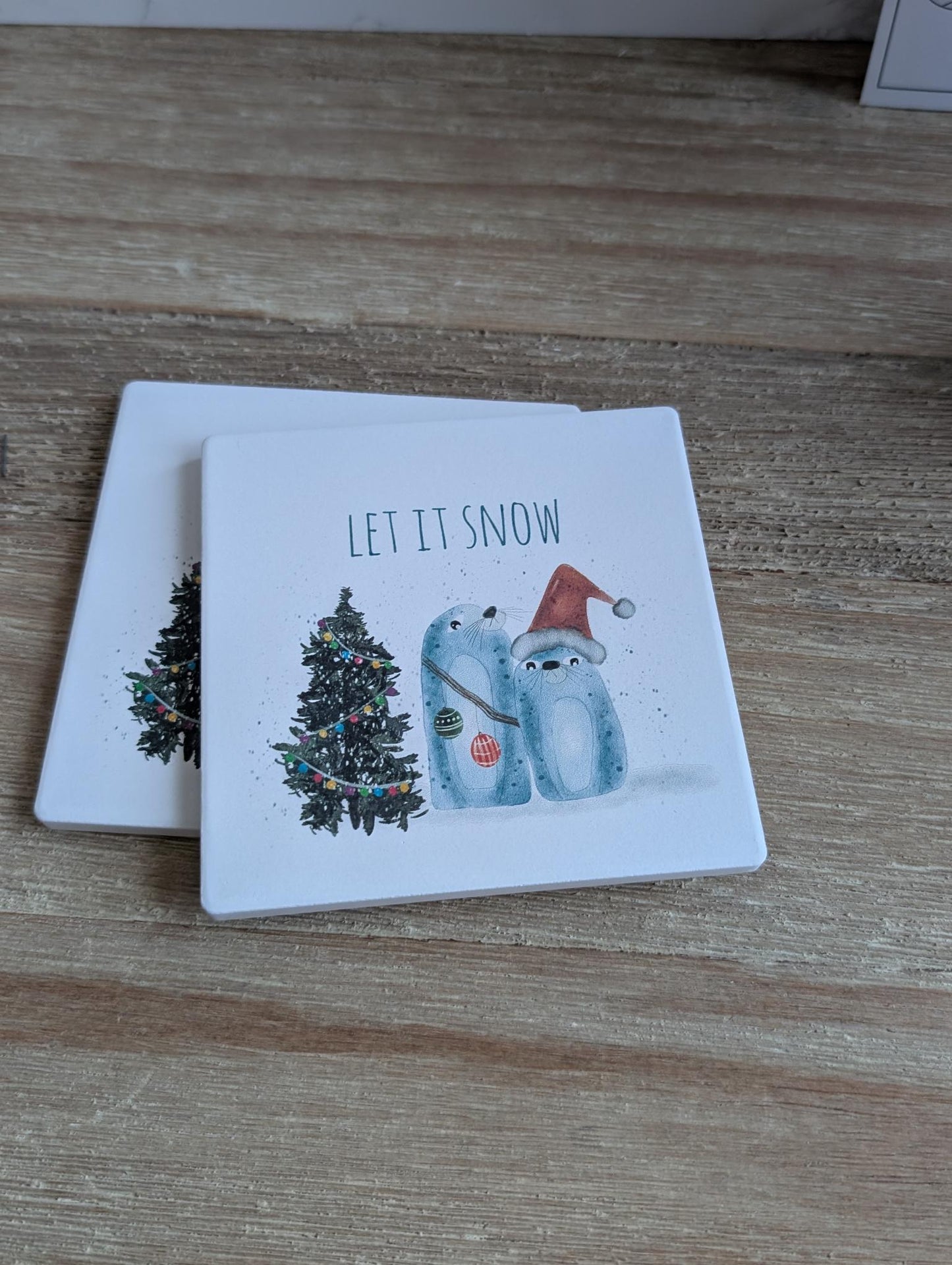 Coaster | Holiday | Ceramic | Square | 2ct. | Watercolor