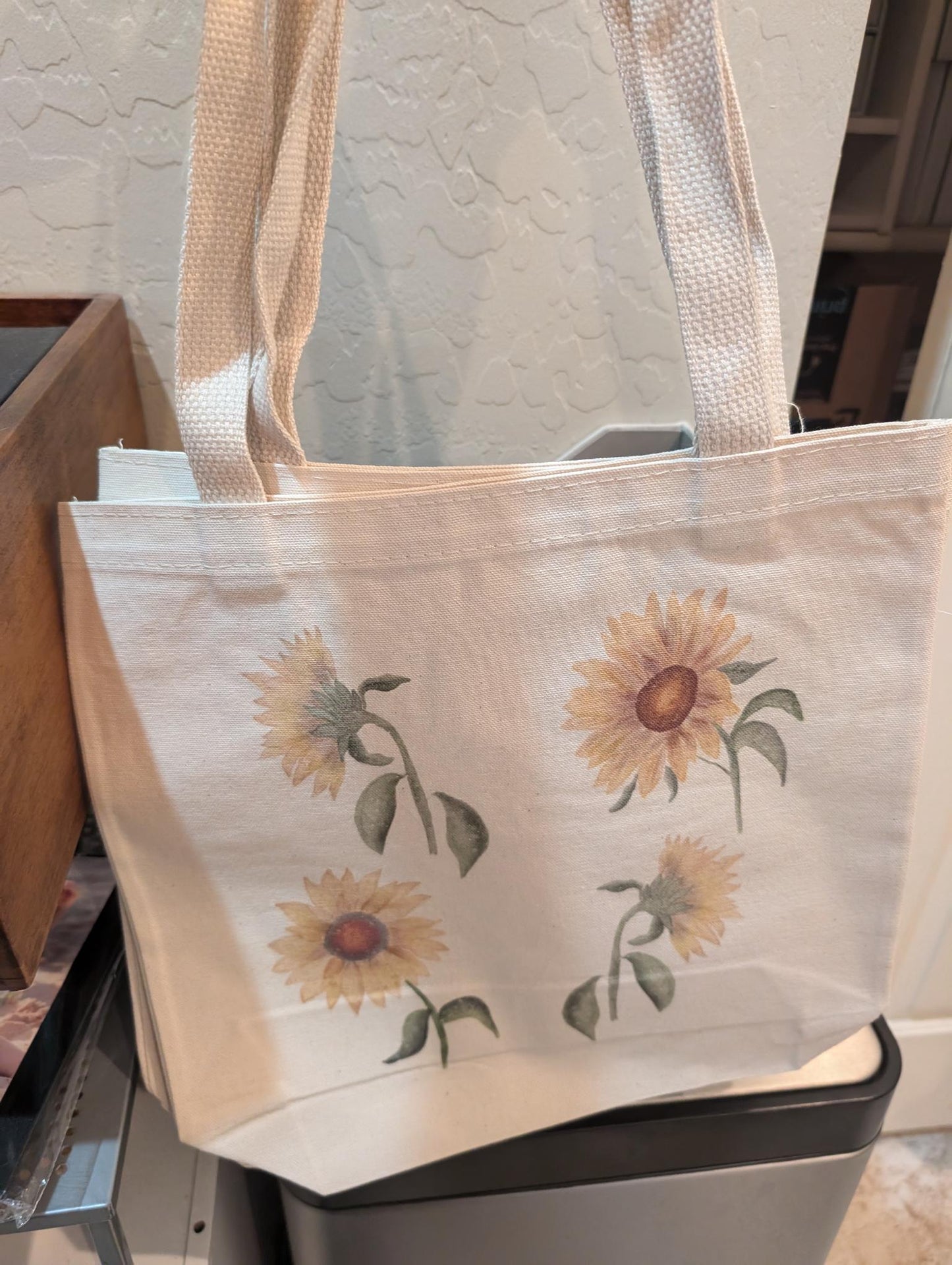 Canvas Tote Bag | Square Cotton | Custom Watercolor Design | 13.5 x 13.5 x 3.5 in | Eco Friendly Reusable Bag