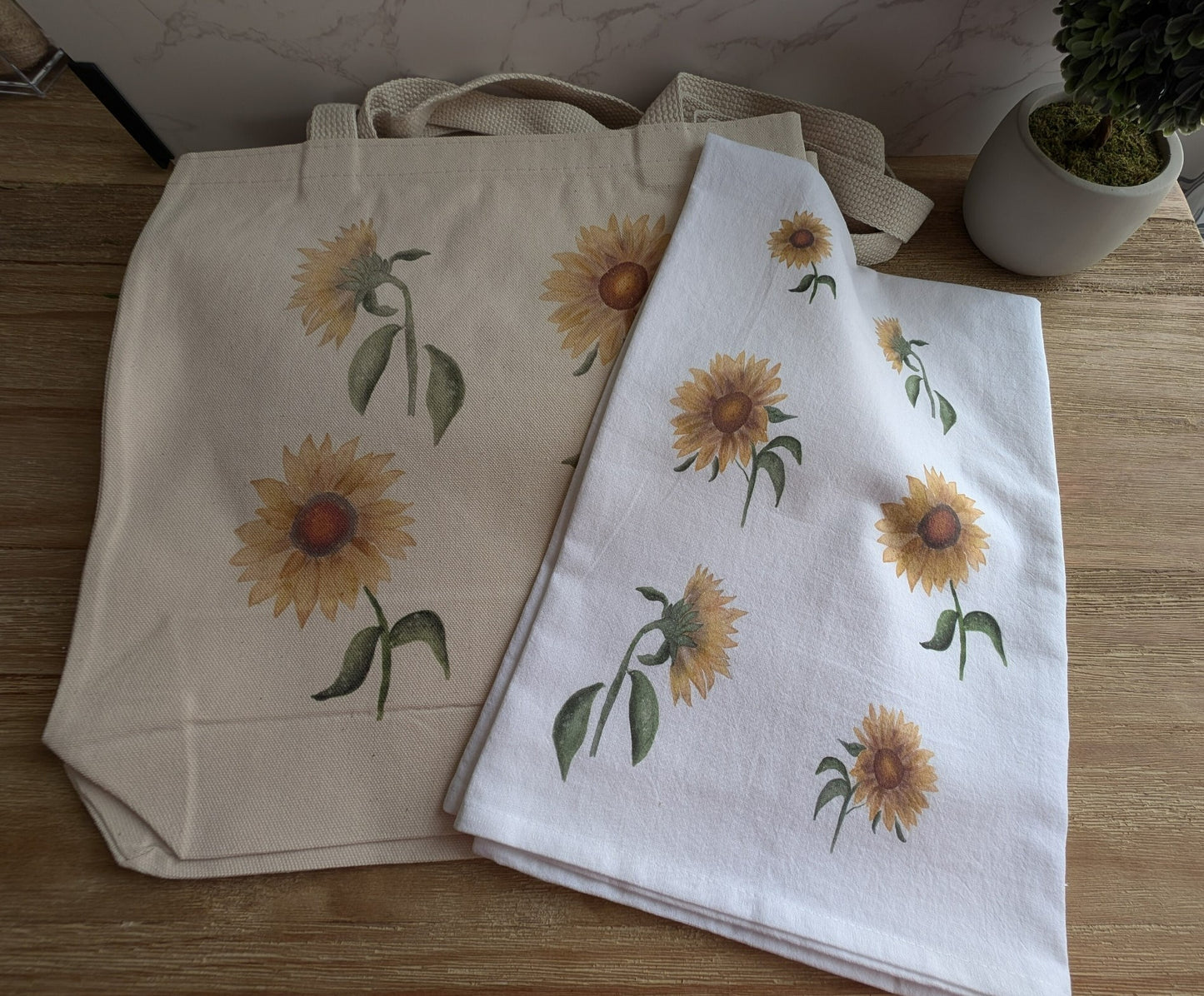 Canvas Tote Bag | Square Cotton | Custom Watercolor Design | 13.5 x 13.5 x 3.5 in | Eco Friendly Reusable Bag