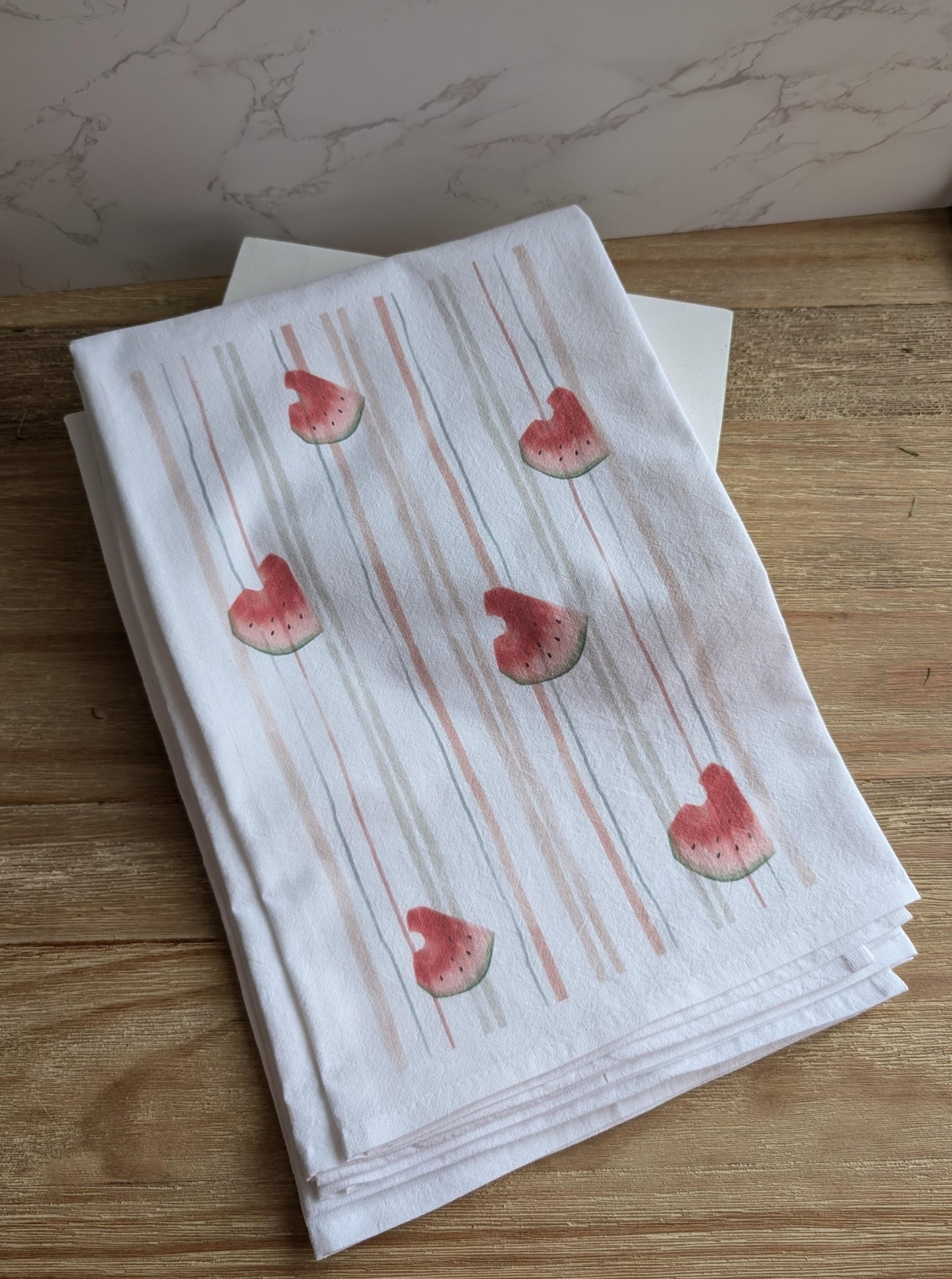 Tea Towel - Cotton - 27x27 - Watercolor Design