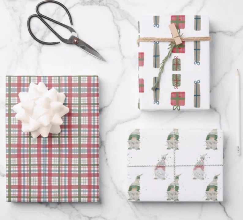 Wrapping Paper Set | Holiday | Watercolor | 3 sheets